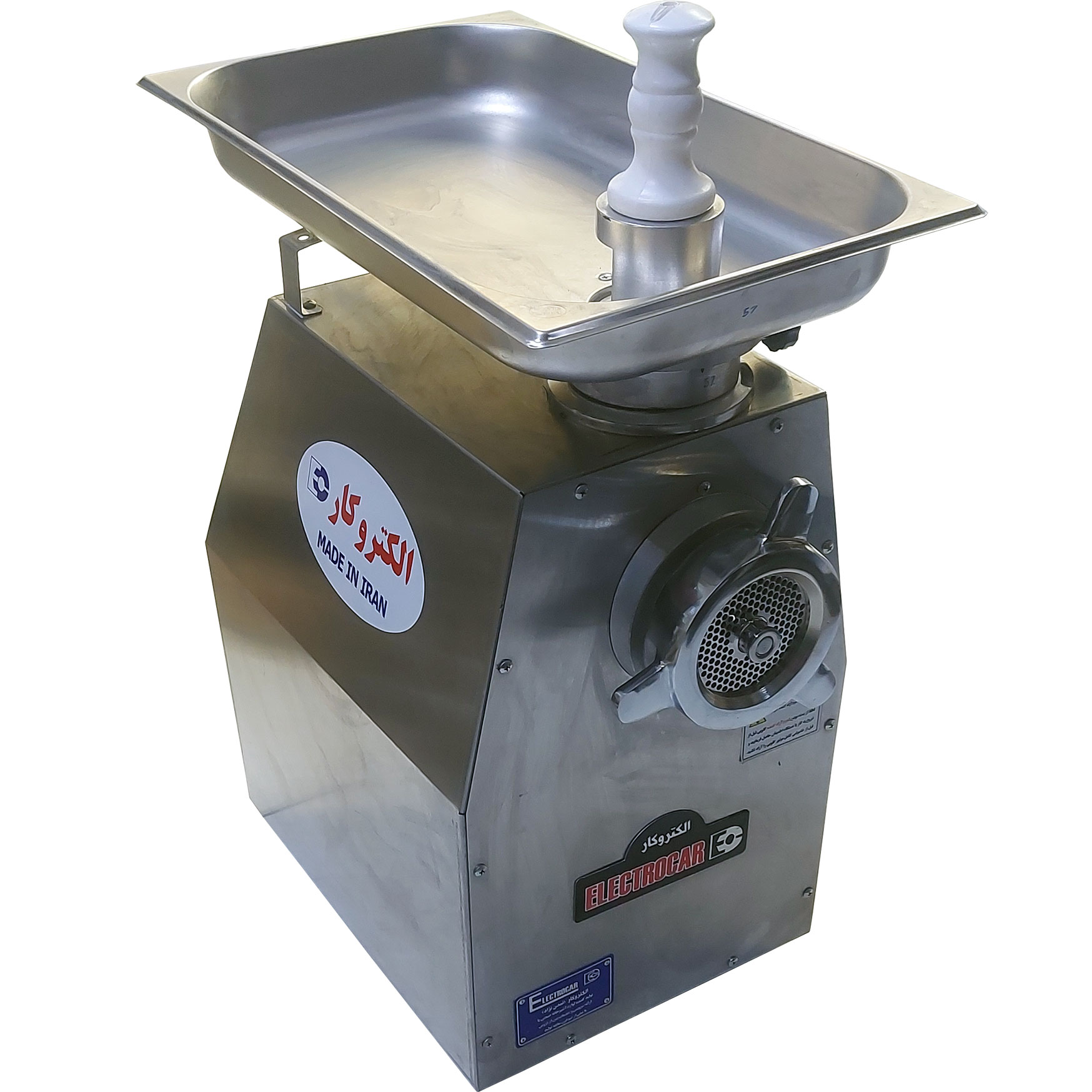 چرخ گوشت صنعتی الکتروکار ec10 گلو چدن اقساطی دیوار